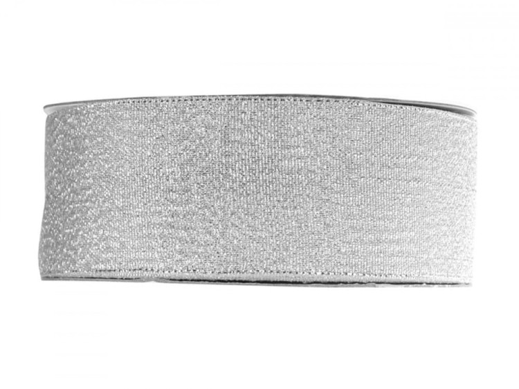 wstążka do stroików, wstążka do prezentów, wstążka srebrna, tasiemka dekoracyjna, dekoracje świąteczne, akcesoria florystyczne, materiały do dekoracji, wstążka połyskująca, wstążka do wianków