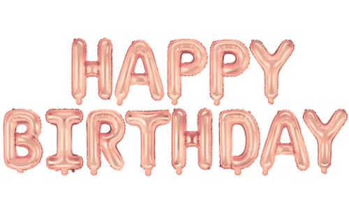 HB rose gold, napis z balonów Happy Birthday, baner urodzinowy, baner na urodziny, girlanda rose gold.jpg