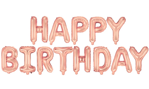 HB rose gold, napis z balonów Happy Birthday, baner urodzinowy, baner na urodziny, girlanda rose gold.jpg