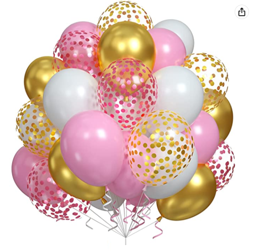 zestaw balonów białe, różowe, złote, z konfetti .png
