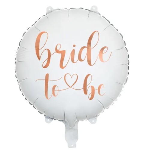 balon BRIDE TO BE, balon Bride, balon na wieczór panieński, balony na wieczór panieński, biały balon foliowy, balon rose gold, balon różowe złoto,jpg