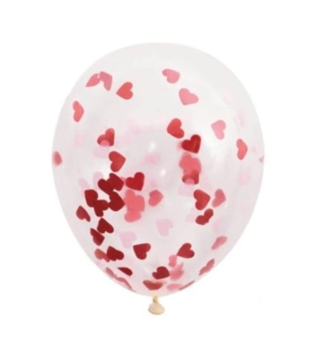 balony przezroczyste z konfetti, balony z sercami, czerwone konfetti serca.jpg