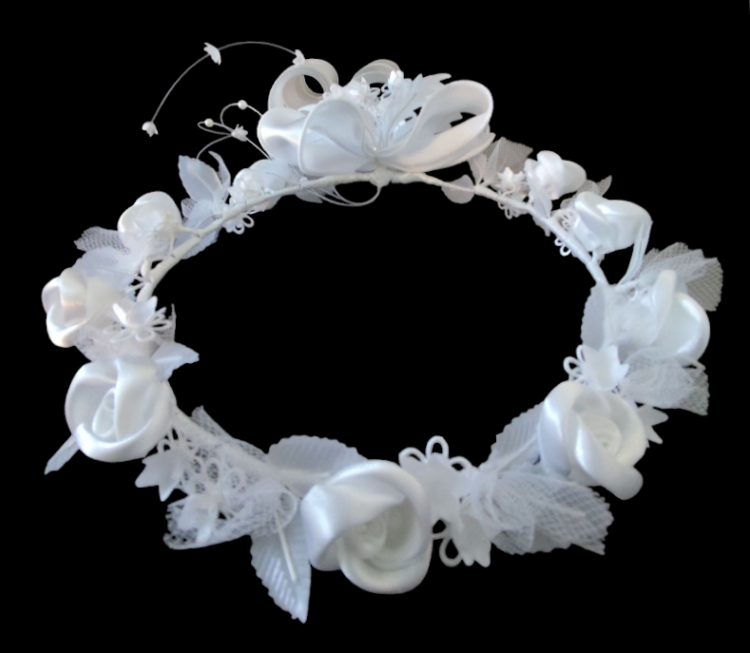wianek komunijny, biały wianek do komunii.png