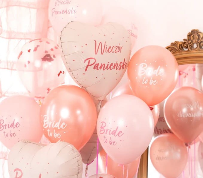 balon dla Panny Młodej, balony dla przyszłej Panny Młodej, balon foliowy 45 cm, różowe balony.jpg