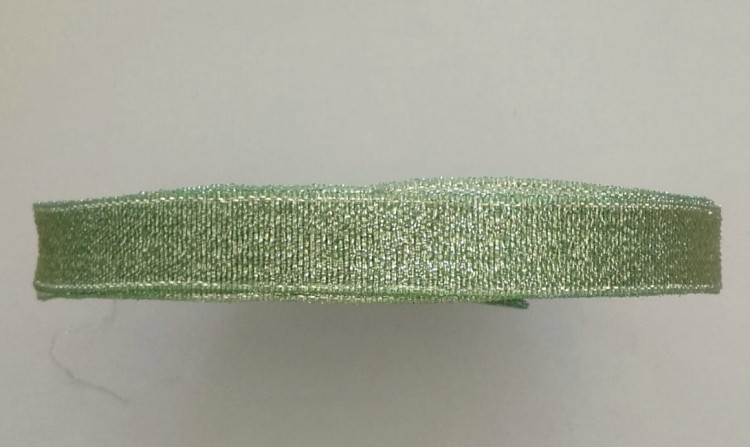 wstążka brokatowa 08  seledynowy + srebrny