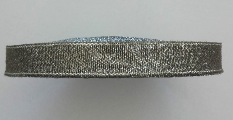 wstążka brokatowa 10 khaki + srebrny