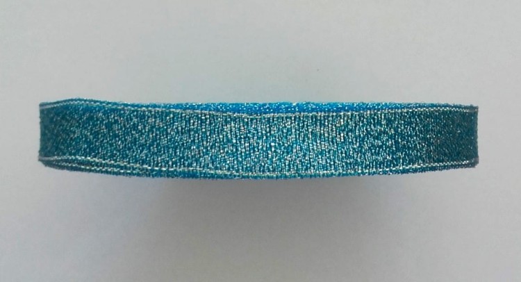 wstążka brokatowa 25 turkusowy + srebrny