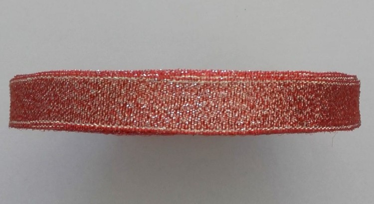 wstążka brokatowa 26 czerwony + srebrny