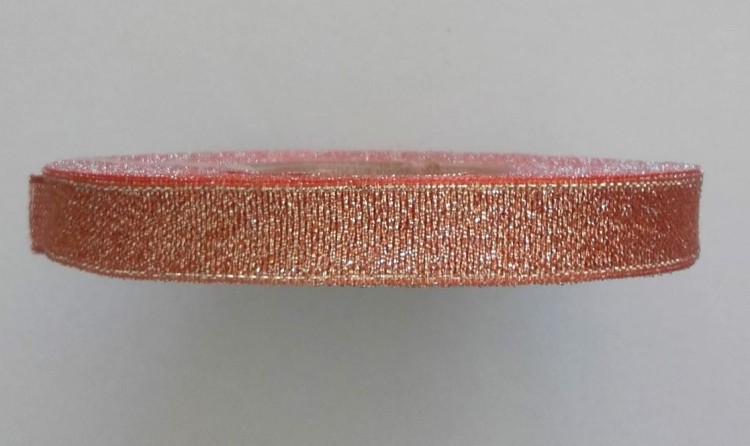 wstążka brokatowa 29 ceglasty + srebrny
