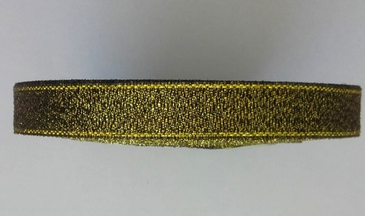 wstążka brokatowa 34 czarny + złoty