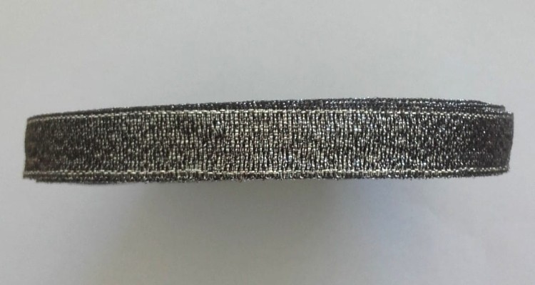 wstążka brokatowa 39 czarny +srebrny