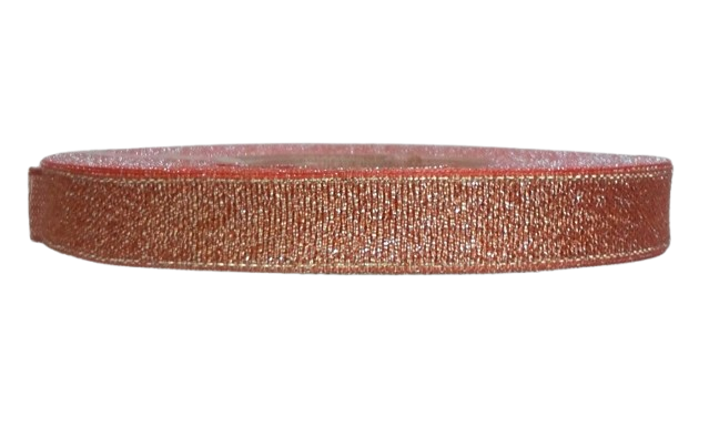 wstążka brokatowa nr29 ceglasta + srebrna