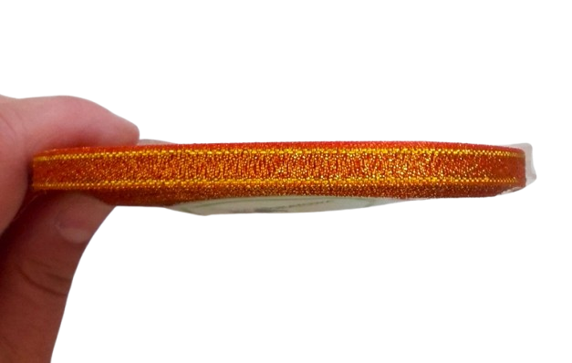 wstążka brokatowa 6mm nr01 pomarańczowa złota
