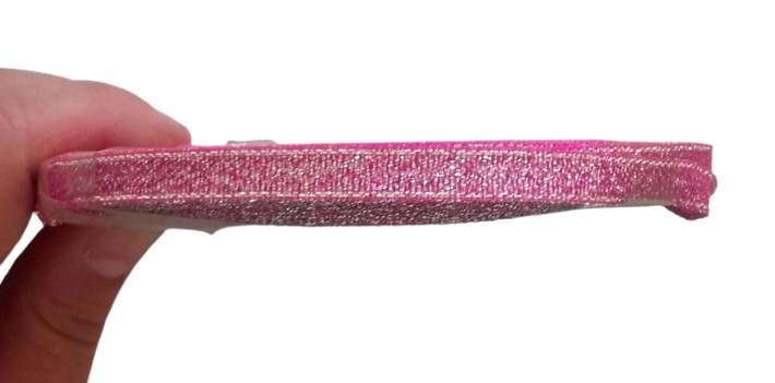 wstążka brokatowa 6mm ciemny róż, srebrna