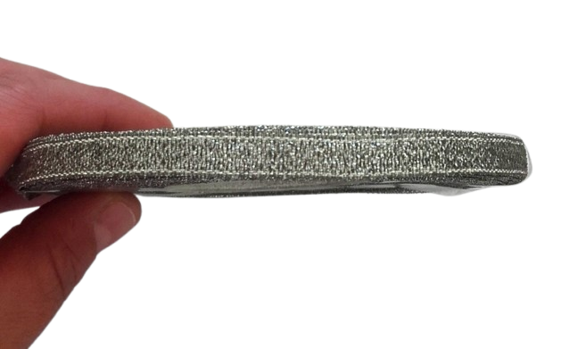 wstążka brokatowa 6mm nr10 khaki, srebrna