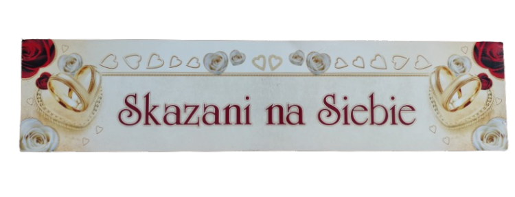 tablica ślubna, weselna na auto Skazani na Siebie.png