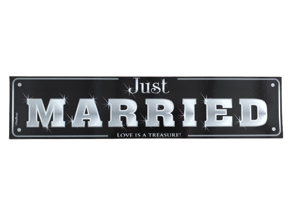 tablica rejestracyjna ślubna czarna + Just Married.png