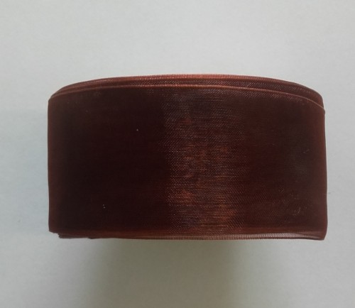 wstążka szyfonowa, organza 38mm czekoladowa, brązowa 32m.jpg - 01