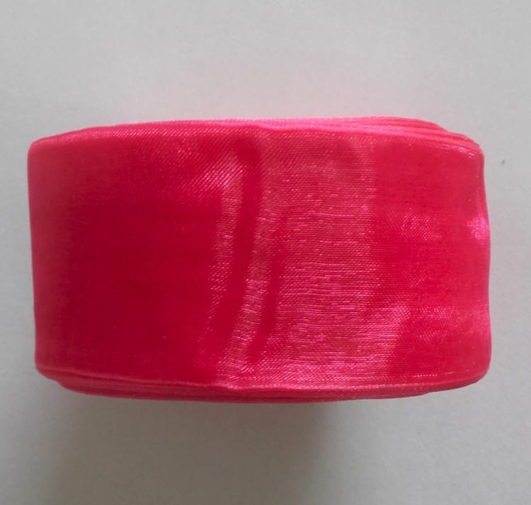 wstążka szyfonowa, organza 38mm ciemny róż, amarantowa 32m.jpg - 01
