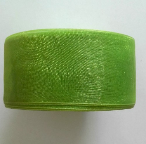 wstążka szyfonowa, organza 38mm zielona 32m.jpg - 01