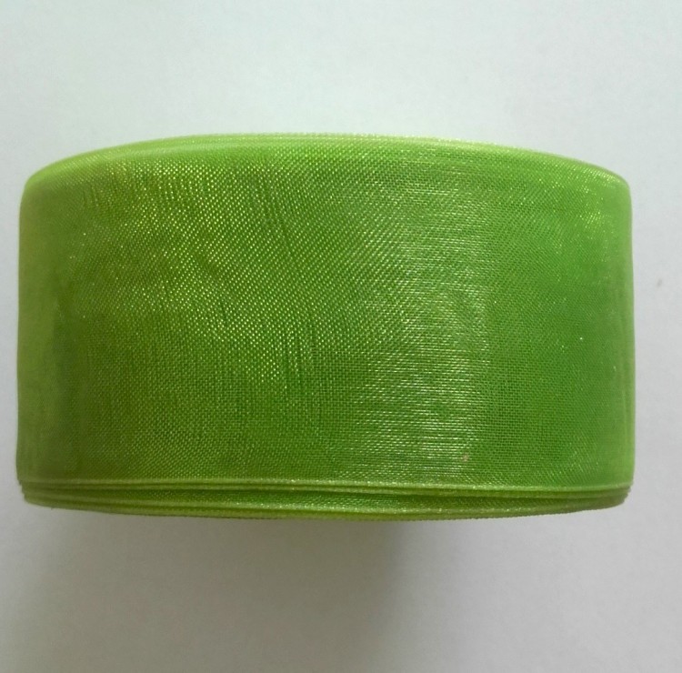 wstążka szyfonowa, organza 38mm zielona 32m.jpg - 01