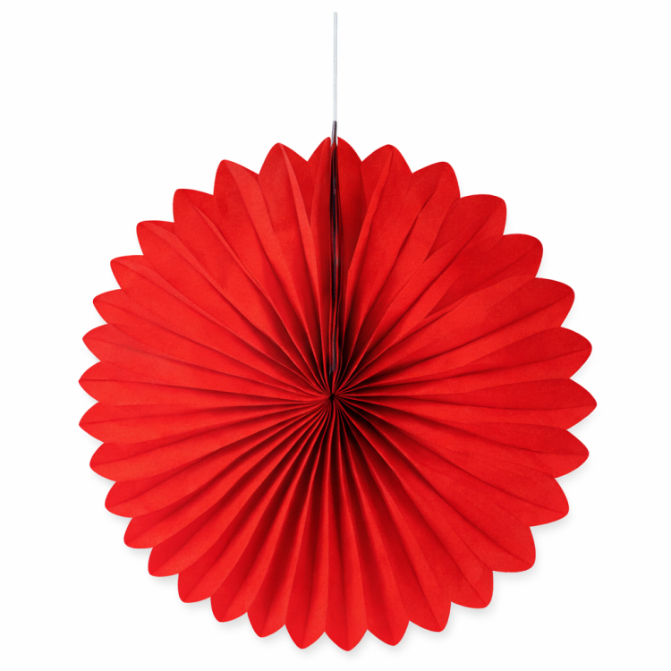 rozeta czerwona, rozetka papierowa czerwona 30 cm, rozeta papierowa czerwona, dekoracja papierowa 30 cm, dekoracje na urodziny, dekoracje party, wachlarz papierowy czerwony.png