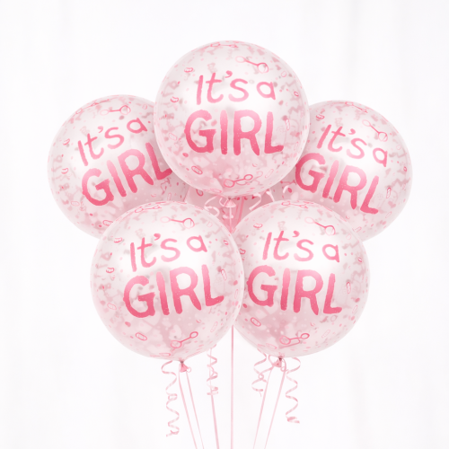 balony 5szt transparentne z I'ts a girl, balony na baby shower.png