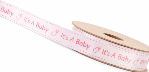 wstążka satynowa It's a Baby różowa 1.png