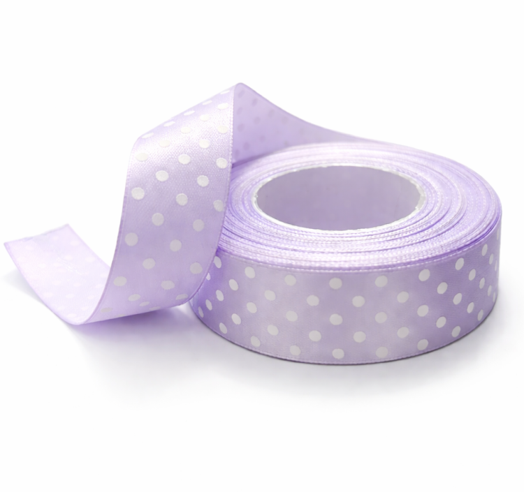 wstążka dekoracyjna 25 mm, wstążka do pakowania prezentów, wstążka florystyczna, wstążka ozdobna w kropki, wstążka 22 m, wstążka do dekoracji, lawenda wstążka, wstążka lawendowa w kropki