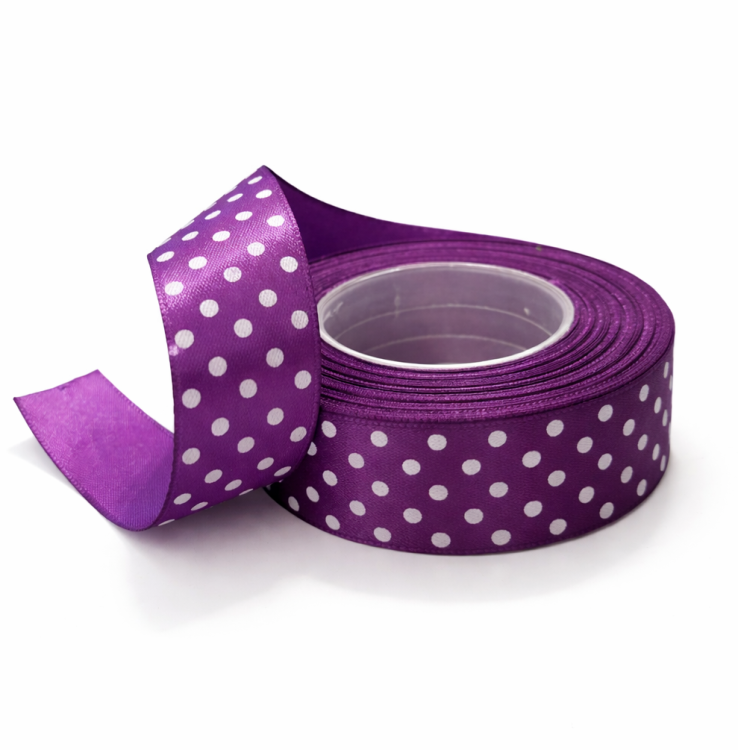 wstążka 22 m, wstążka do dekoracji, lawenda wstążka, wstążka lawendowa w kropki, fioletowa wstążka, fiolet wstążka, wstążka fioletowa w kropki