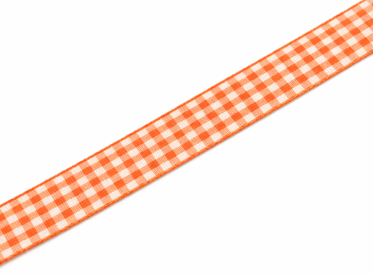 Wstążka w kratkę pomarańczowa 12 mm 1,2 cm 1,45 m tasiemka bawełniana dekoracyjna gingham