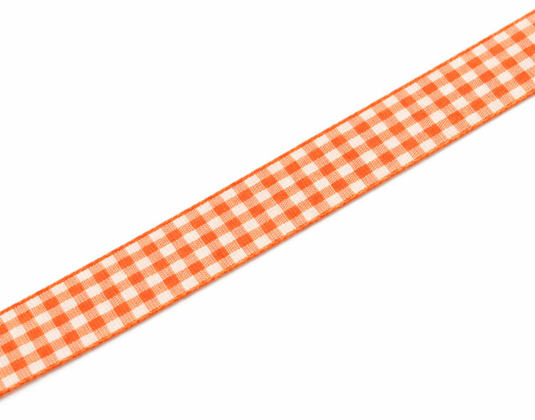 Wstążka w kratkę pomarańczowa 12 mm 1,2 cm 13,80 m wstążka satynowa dekoracyjna gingham