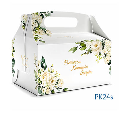pudełko komunijne na ciasto, pudełka komunijne, opakowanie na ciasto komunia, pudełko dla gości komunia, pudełko komunijne z uchwytem, dekoracje komunijne, podziękowania dla gości komunia.png