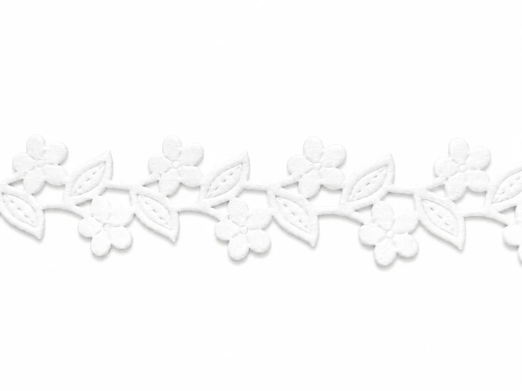 aplikacja atłasowa kwiaty liście 2,5cm, białe kwiatki atłasowe, gipiura biała, koronka gipiurowa, aplikacja koronkowa.png