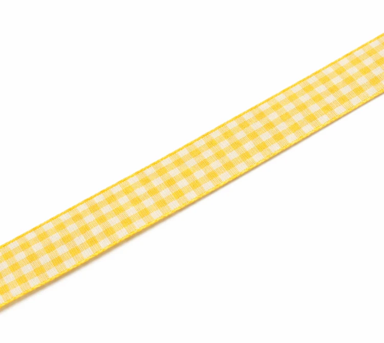 Wstążka w kratkę żółta 25 mm 2,5 cm 18,30 m wstążka satynowa dekoracyjna gingham