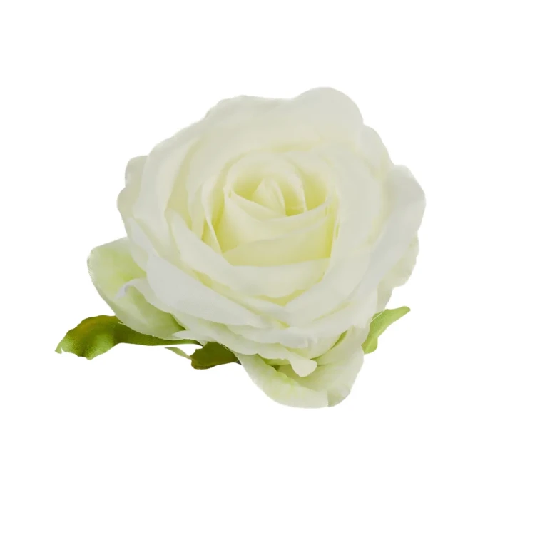 róża śmietankowa z nuta limonki 9cm, sztuczny kwiat róży, sztuczna róża, główka kwiatowa róży, B56-002.webp