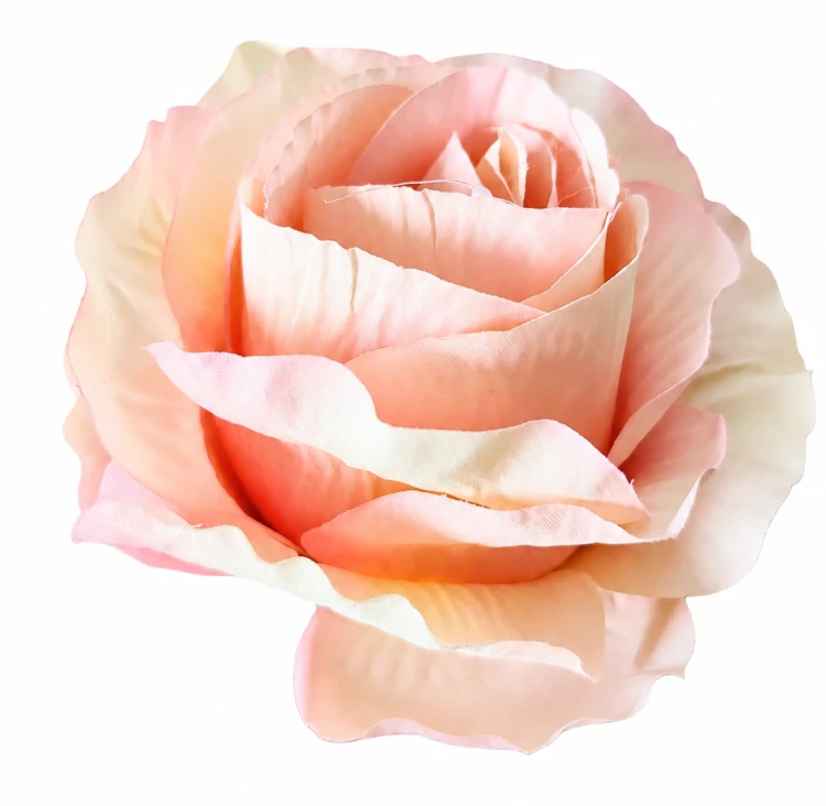 róża 11cm pudrowy róż z kremem, sztuczna głowka kwiatowa delikatnie kremowa + jasno różowa.png