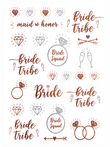 tatuaze na wieczór panieński, zestaw tatuaży rose gold i srebrnych.png