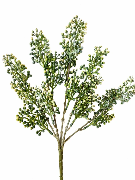 sztuczny bukiet dekoracyjny z kulkami, zielono kremowe kulki, 34cm, dodatek florystyczny -01.png