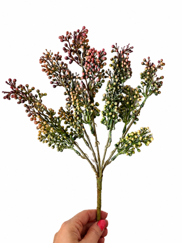sztuczny bukiet dekoracyjny z kulkami, zielono kremowo różowe kulki, 34cm, dodatek florystyczny, uzupełniacz -04.png