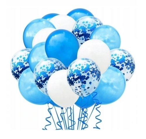 zestaw balonów biało niebieskich, balony niebieskie, balony białe, balony z konfetti, balony granatowe konfetti, balony na urodziny chłopca, balony na roczek chłopca.png