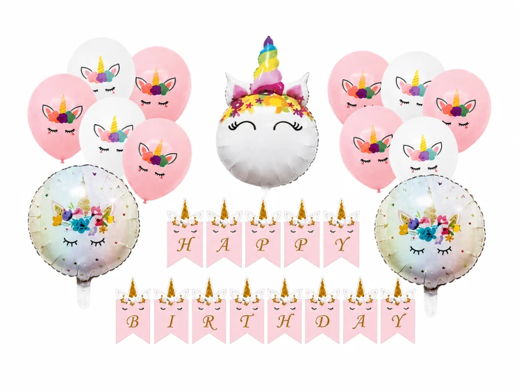 zestaw urodzinowy z jednorożcem, balony Jednorożec, baner Happy Birthday.png