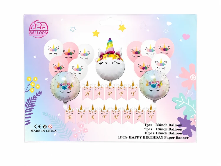 zestaw urodzinowy z Jednorożcem, balony Jednorożec, baner Happy Birthday, Unicorn tęczowy.png