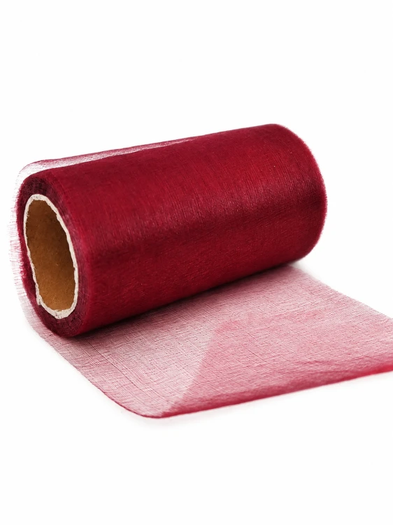 organza dekoracyjna bordowa, ciemno czerwona 10cm 9m, szeroka wstążka .png