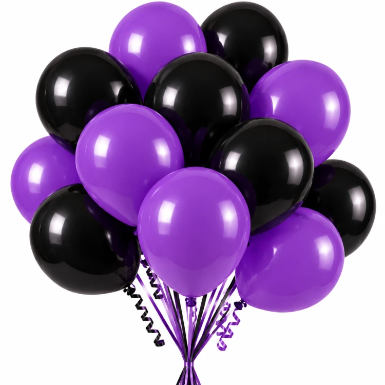 Fioletowo-czarny bukiet balonów imprezowych, balony czarne i fioletowe , Halloween.png