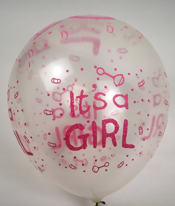 balony transparentne z napisem, balon dla dziewczynki, balony na baby shower, baby shower dziewczynki