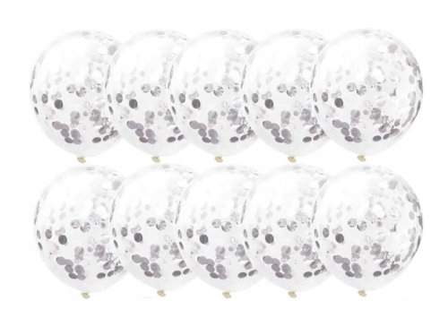 balony ze srebrnym konfetti, zestaw balonów, balon przezroczysty, balony z konfetti, balony urodzinowe.png