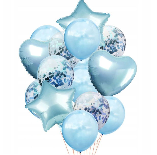zestaw balonów, niebieskie balony, błękitne balony, .png