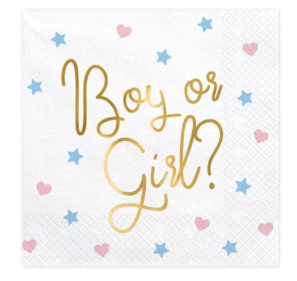 serwetki na baby shower, boy or girl, serwetki białe.jpg