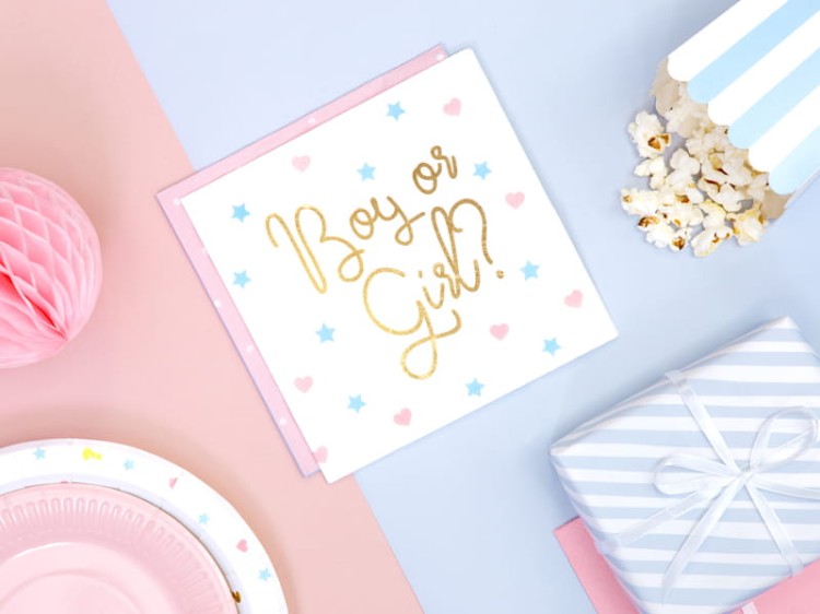 serwetki na baby shower, serwetki ze złotym, serwetki z niebieskim, serwetki z różowym.jpg
